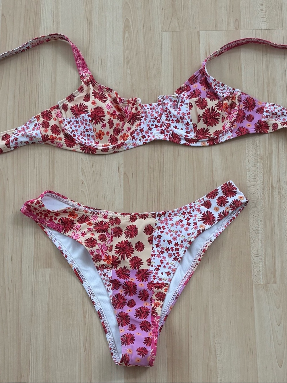 Floral Patchwork Underwire Bikini Set | Size S